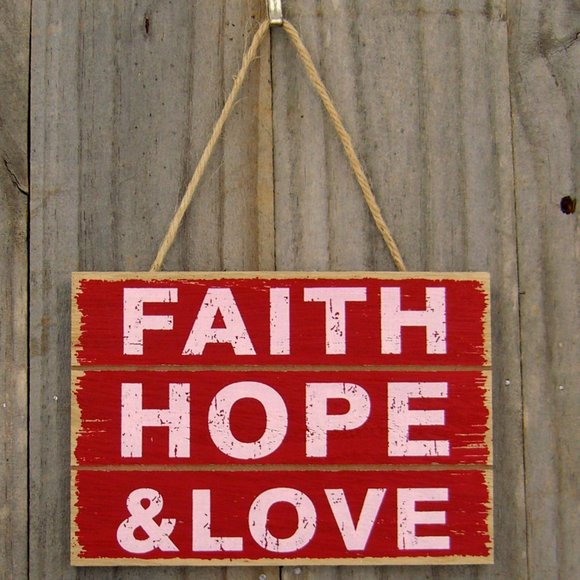 Sign Small Rustic Spiritual 'Faith Hope & Love' Choice of four colors - Picture 2 of 8